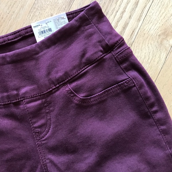 SO Jeggings NEW Womens XS Extra Small Maroon Super Stretch Skinny Mid Rise - Picture 8 of 12